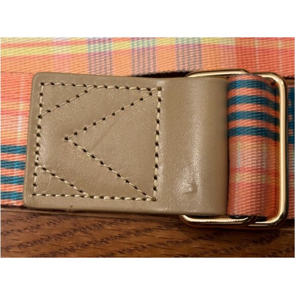 Vineyard Vines Punch Plaid Woven Belt Size M Plaid-Lemon Tart NEW - Picture 6 of 8